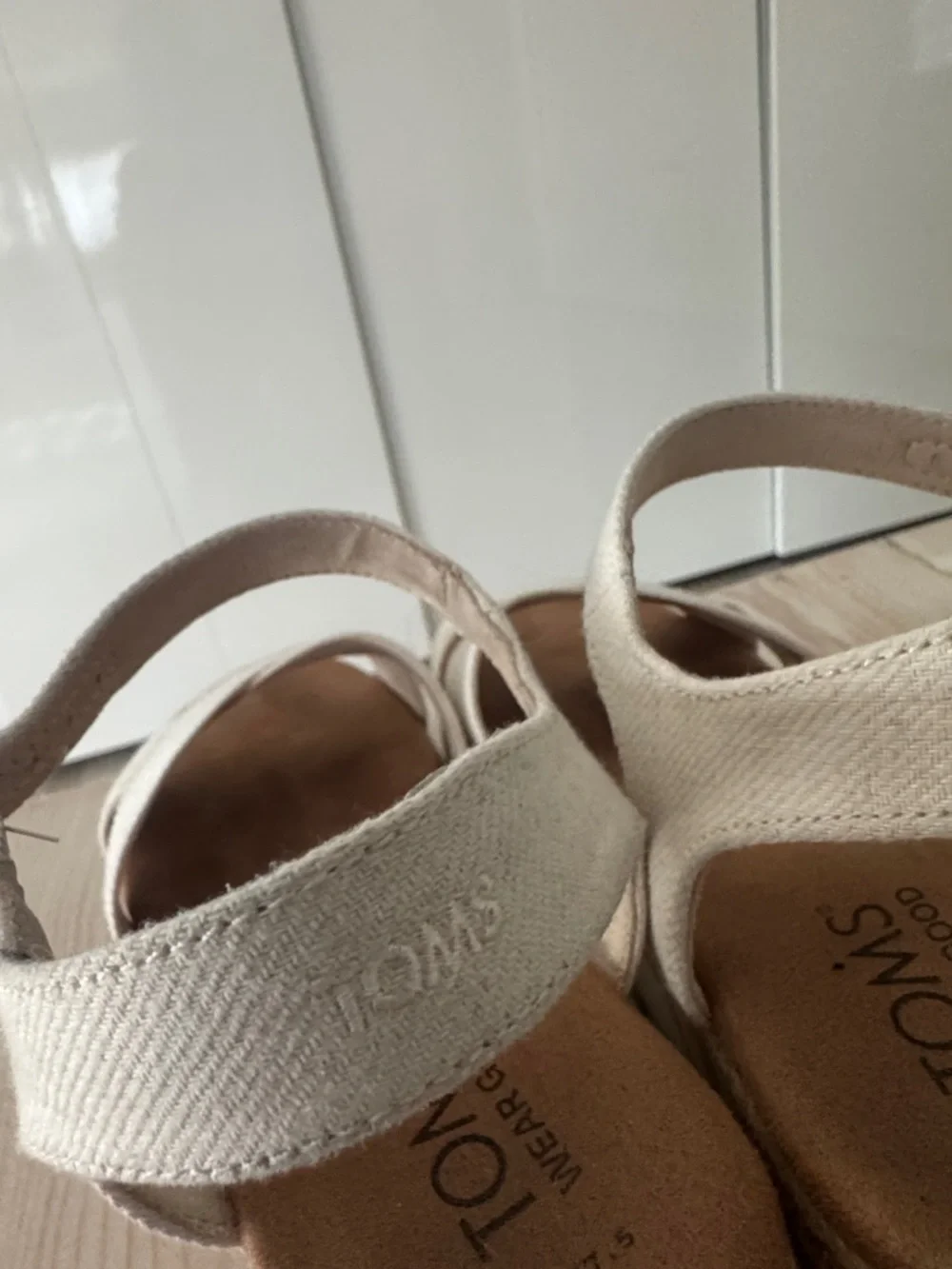 Toms Cream Platform Espadrille Sandals with Ankle Strap